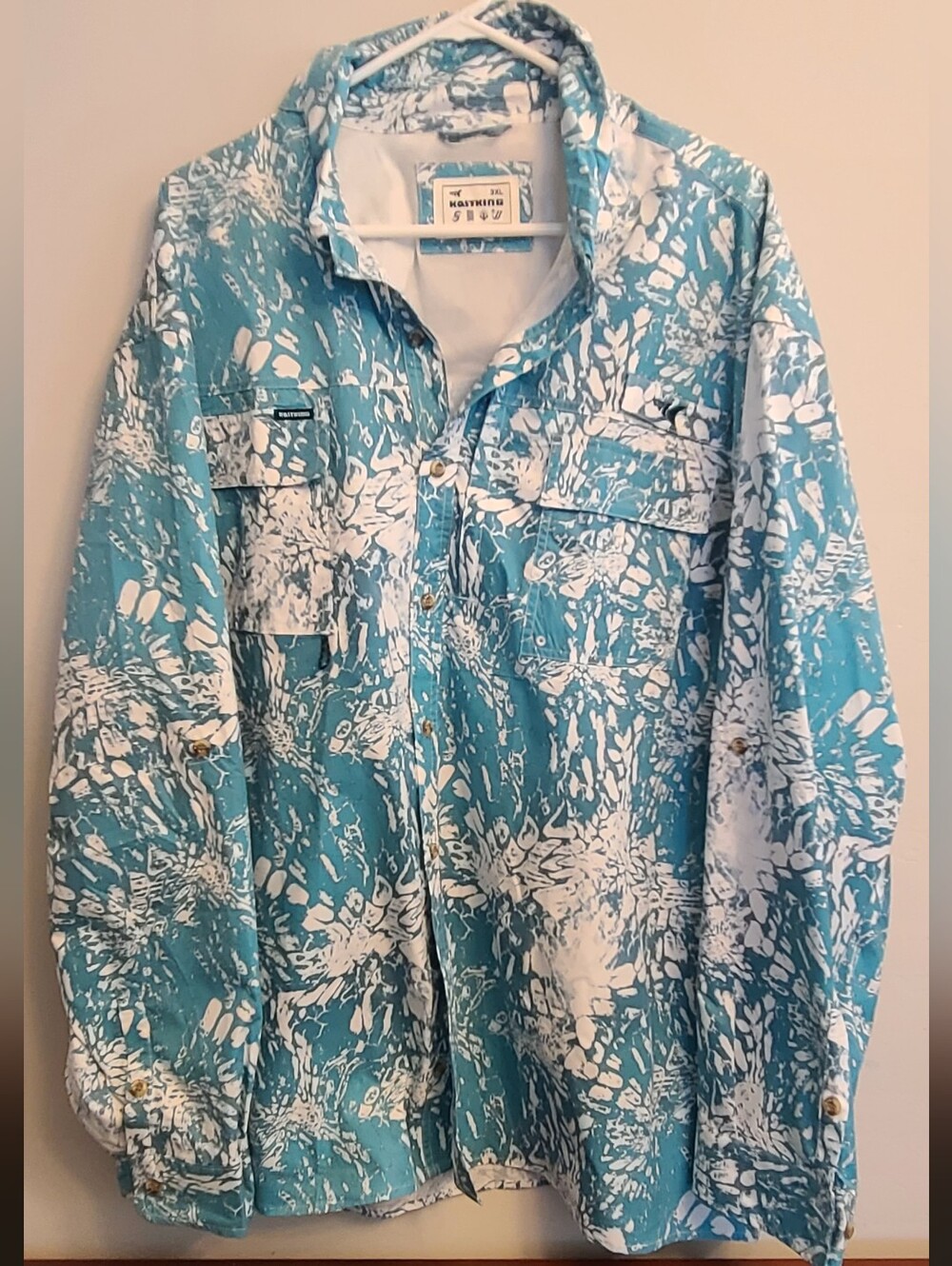 KastKing Fishing Shirt Mens 3XL Long Sleeve Sun Protection Vented Cape